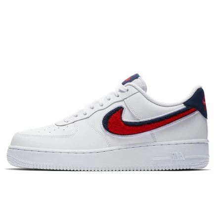 Nike Air Force 1 Low 3D Chenille Swoosh White Red Blue 3 Nike Air Force 1 Low 3D Chenille Swoosh White Red Blue