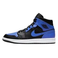 Air Jordan 1 Mid Black Royal Tumbled Leather