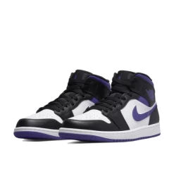 Air Jordan 1 Mid White Black Purple -Urban Sneaker Soldes air jordan 1 mid white black purple 1
